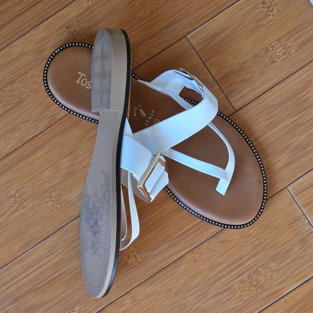 Toscanella Italian Made Flat Sandals White size 10 - Picture 4 of 16